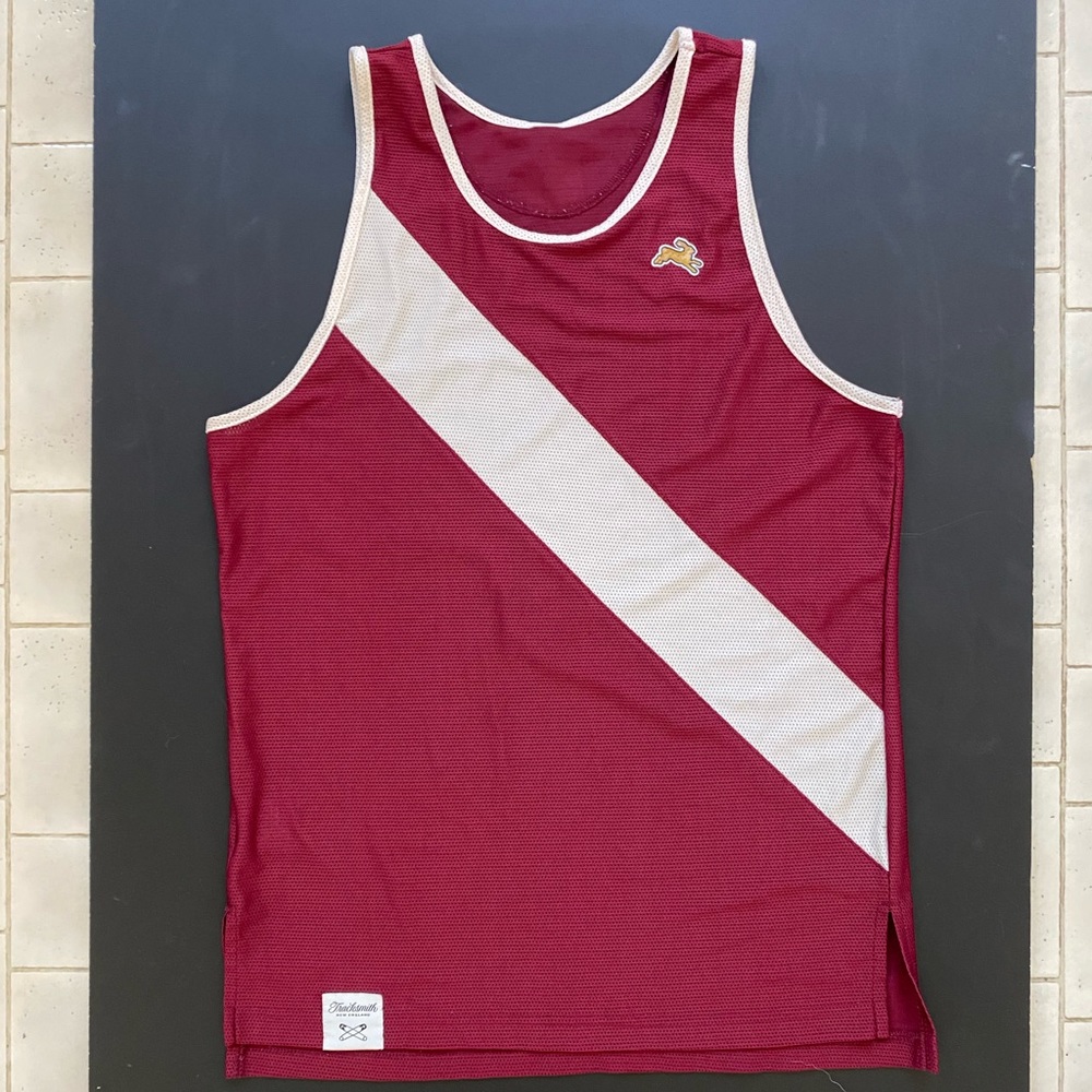 Tracksmith New England - Mens Van Cortlandt Striped Stretch Mesh Tank Top